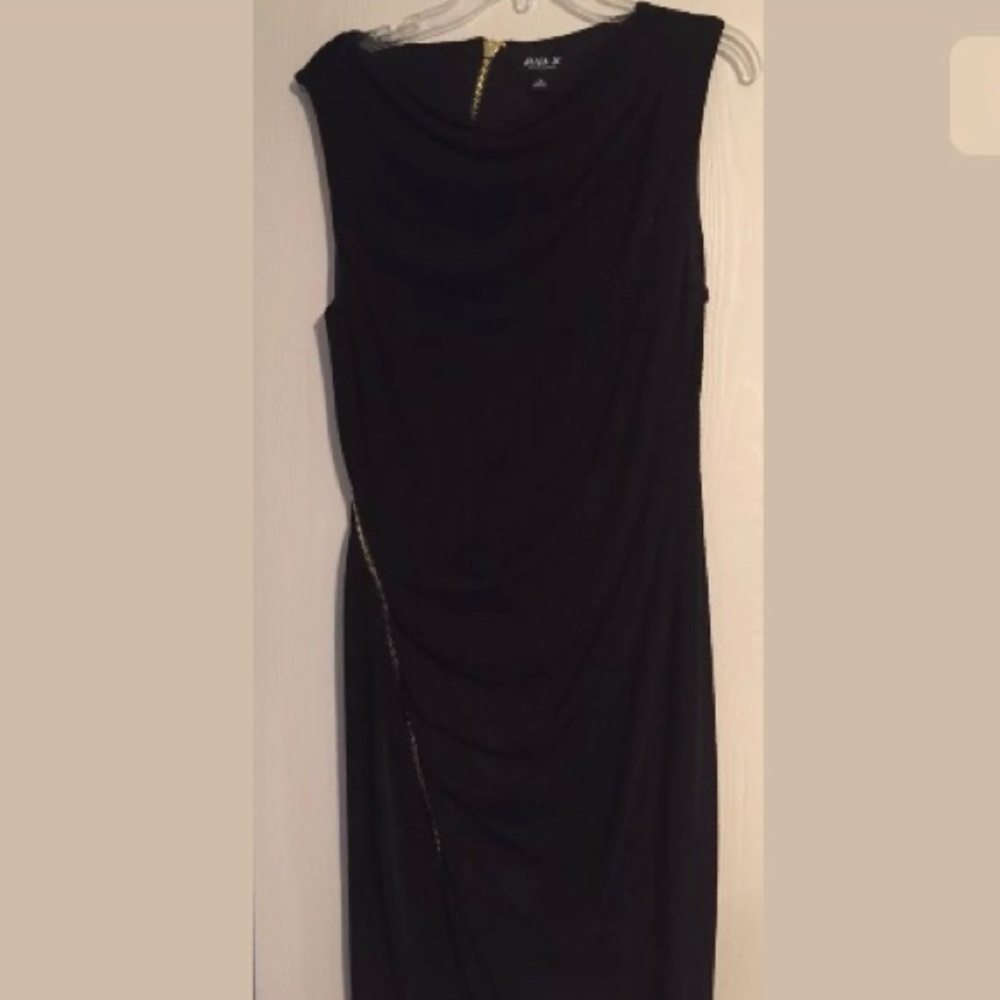 Allen B Asymmetrical Gold Zip Lined Dress Size M